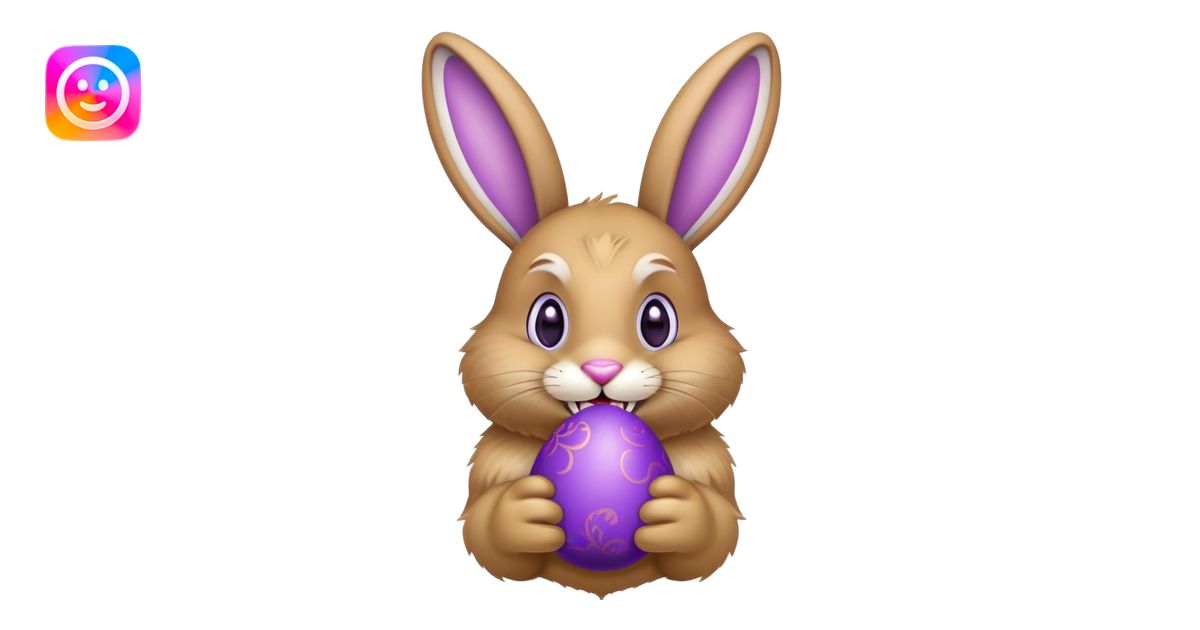 Easter bunny with gold grillz in its mouth, holding a purple easter egg ...