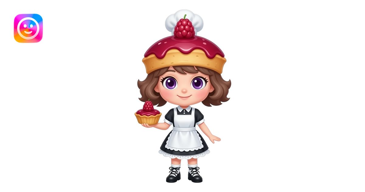 Raspberry tart girl mascot, full body, oversized head and tiny body ...