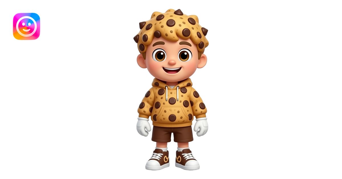 Full body chocolate chip cookie mascot boy. Golden brown cookie skin ...