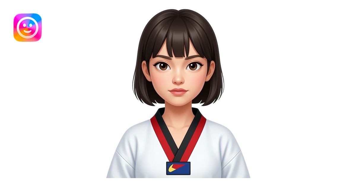 evil korean taekwondo girl emoji | AI Emoji Generator