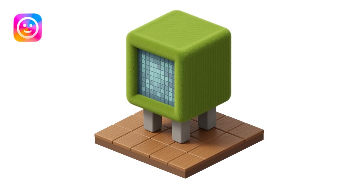Compact cube form with rounded edges and soft moss-like synthetic ...