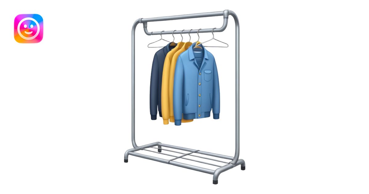 minimalist clothing rack with hangers emoji | AI Emoji Generator