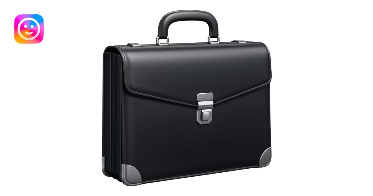 luxury briefcase emoji, matte black metal texture, clean sharp geometry ...