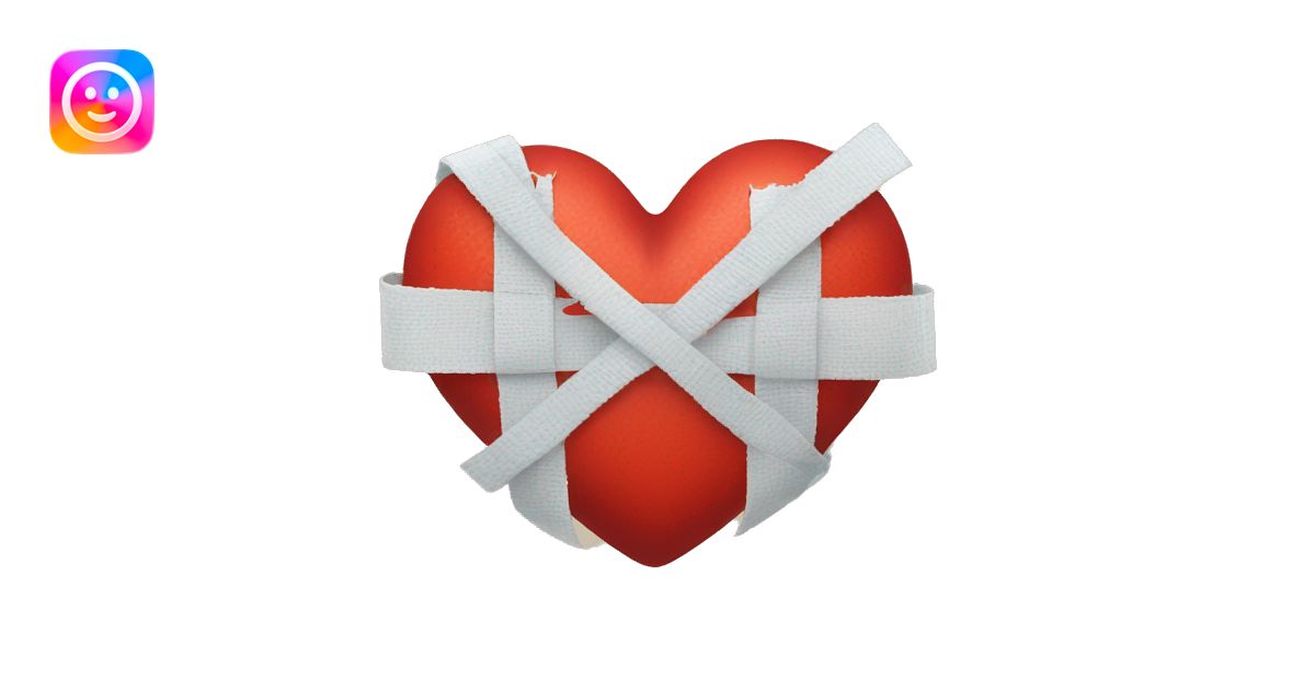 broken red heart with bandages around it emoji | AI Emoji Generator