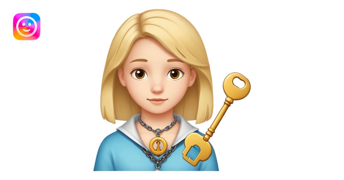a 14-year-old girl with a key around her neck emoji | AI Emoji Generator