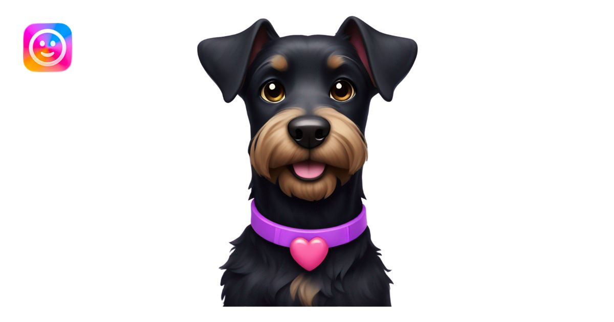 All black terrier dog with purple and pink collar with heart that says ...