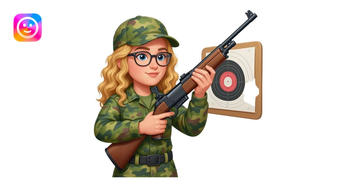 Target practice Green hunting woman with glasses and long blonde curly ...