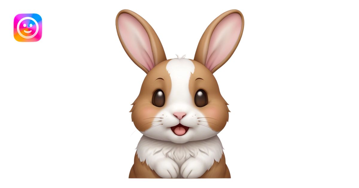 Cinematic Cute Yawning White and Brown Rabbit Portrait Emoji, Head ...