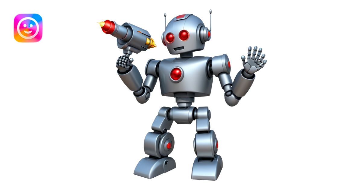 robot being hit with a red beam by a flying robot emoji | AI Emoji ...
