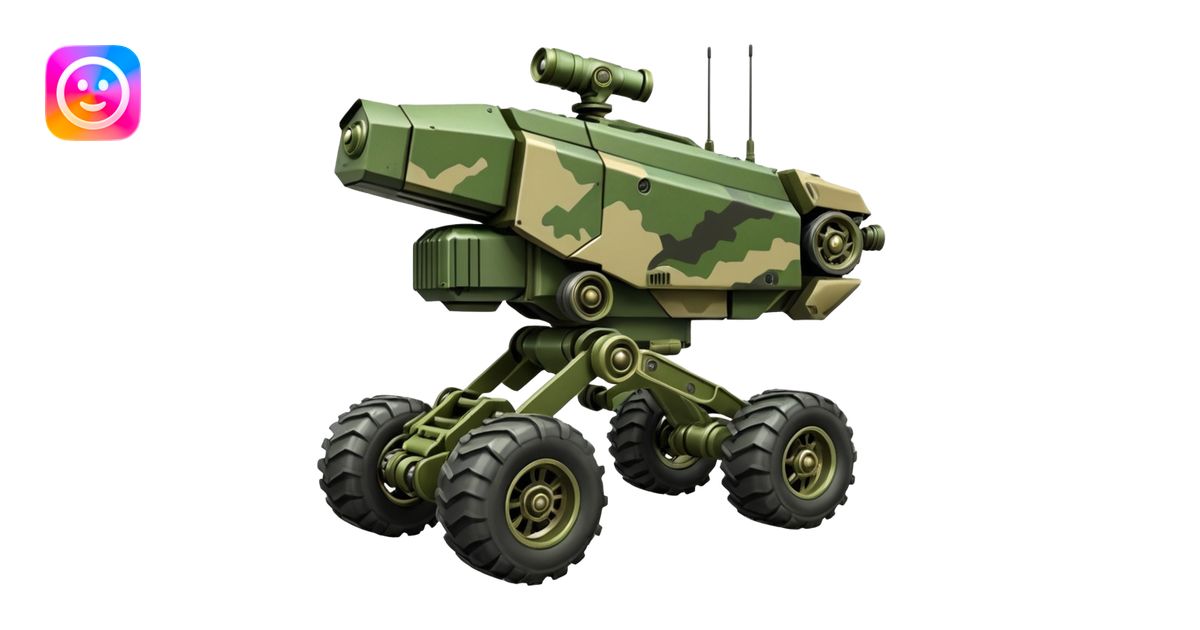 a 4-wheel armored camouflage army massive mech trail vehicle shooting ...