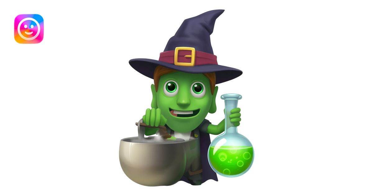 green witch cooking potion emoji | AI Emoji Generator