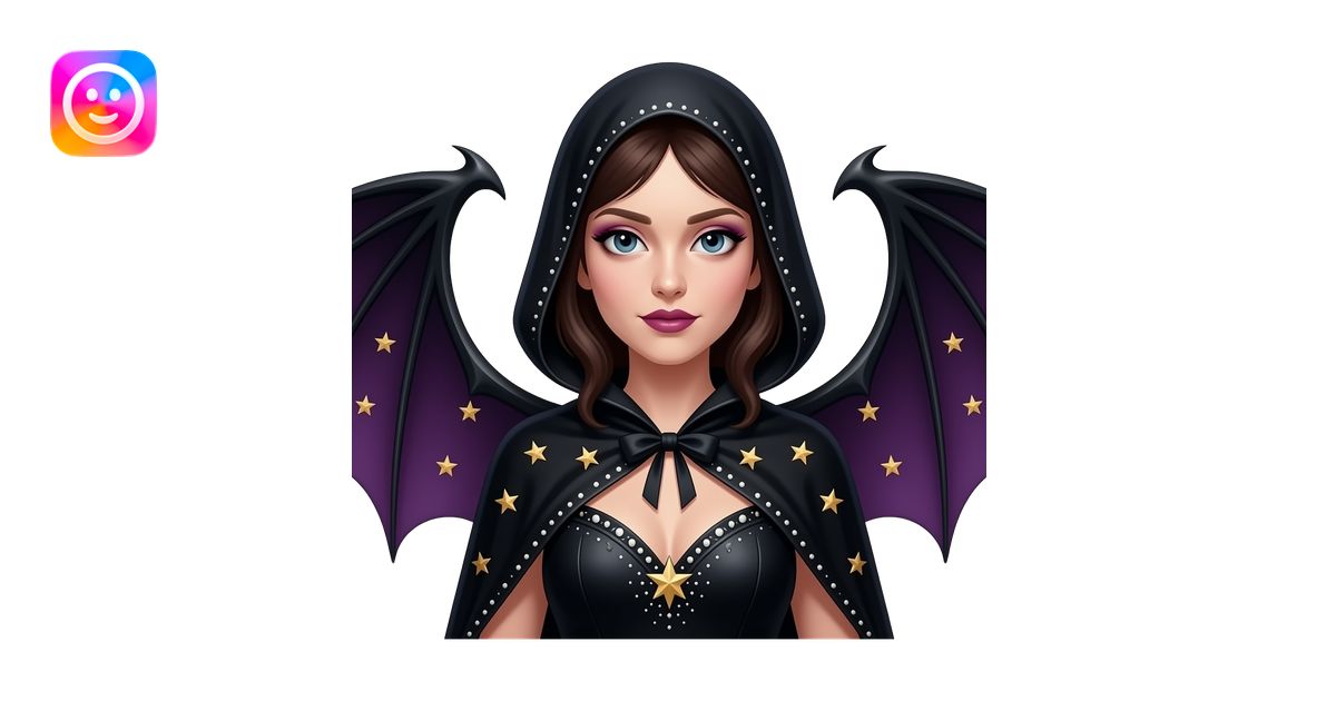 Circus acrobat gothic woman with bat wings and stars emoji | AI Emoji ...