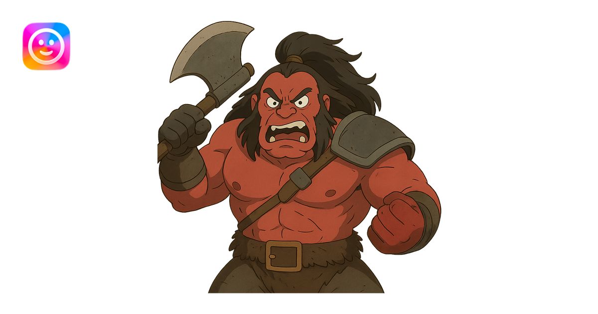 angry Axe from Dota 2 in ghibli style illustration | AI Emoji Generator