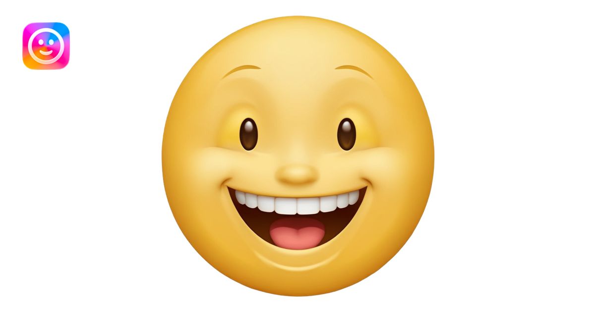 Emoji, yellow round laughing face, wide smile emoji | AI Emoji Generator