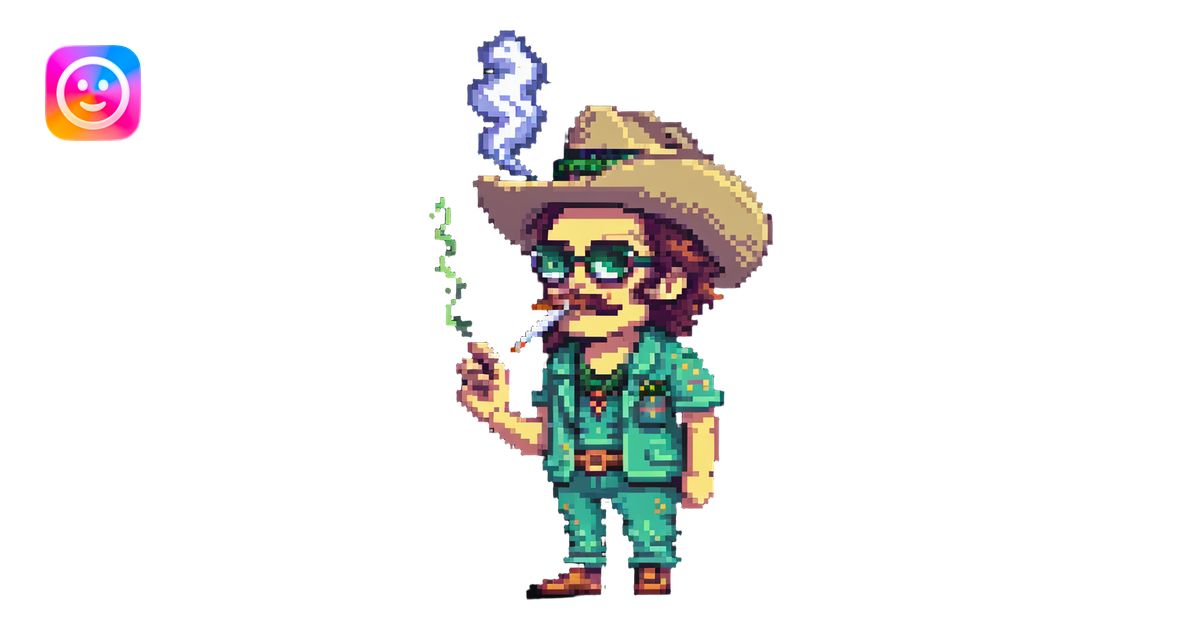 pixel art of a quirky character 'tralalero tralala' smoking a joint ...