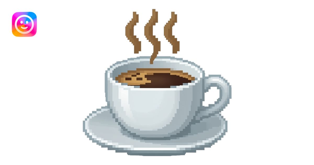 Pixel art reaction emoji: steaming coffee cup, 32×32 px, limited ...