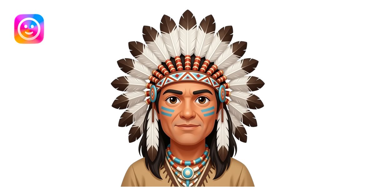Native American man with headdress with face paint on cheeks emoji | AI ...