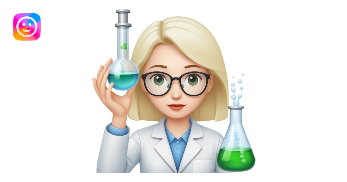 female researcher in lab doing experiment emoji | AI Emoji Generator