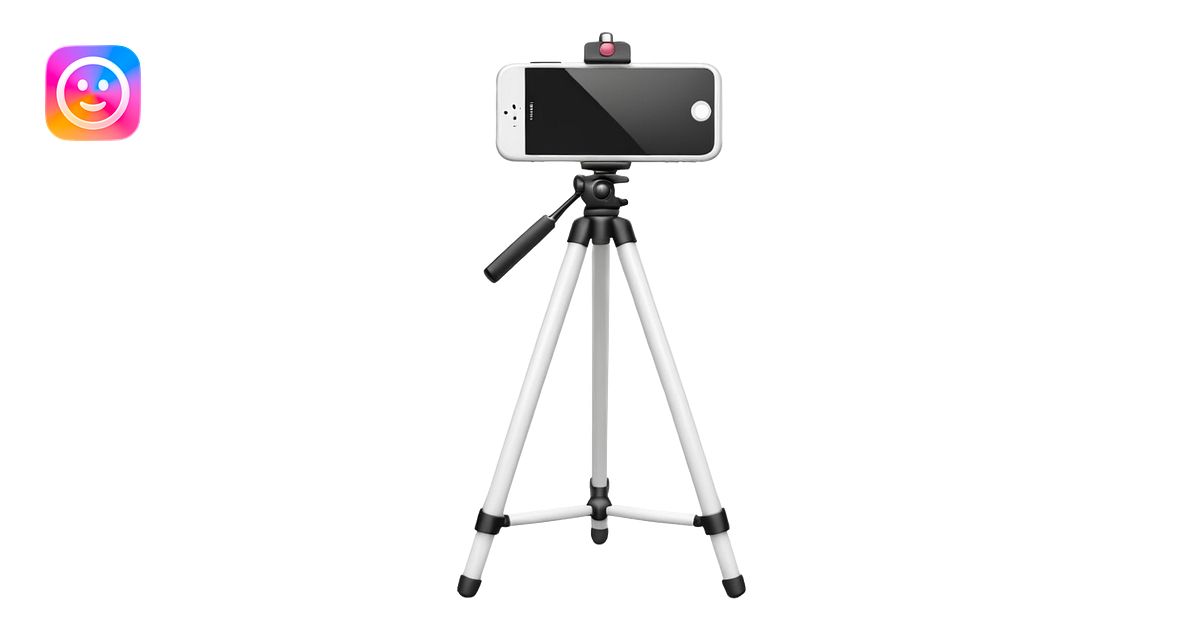 3D Apple-style emoji of a white tripod holding an iPhone 17, rear view ...