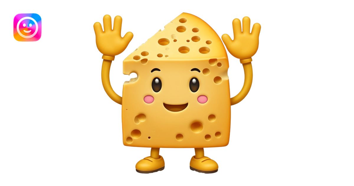 A cheese with arms and legs and a gritted face emoji | AI Emoji Generator