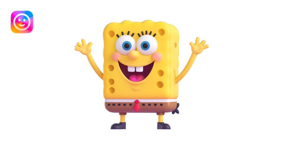 Spongebob Squarepants, 3D emoji style, rounded features, laughing emoji ...