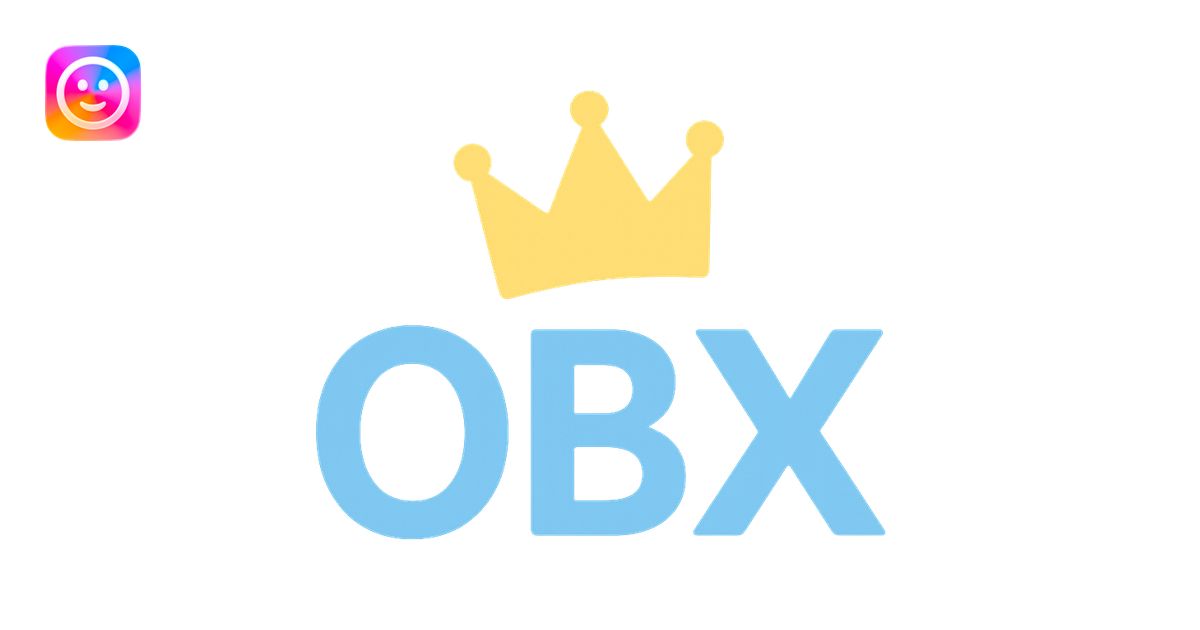 OBX letters with a tilted crown on top icon | AI Emoji Generator
