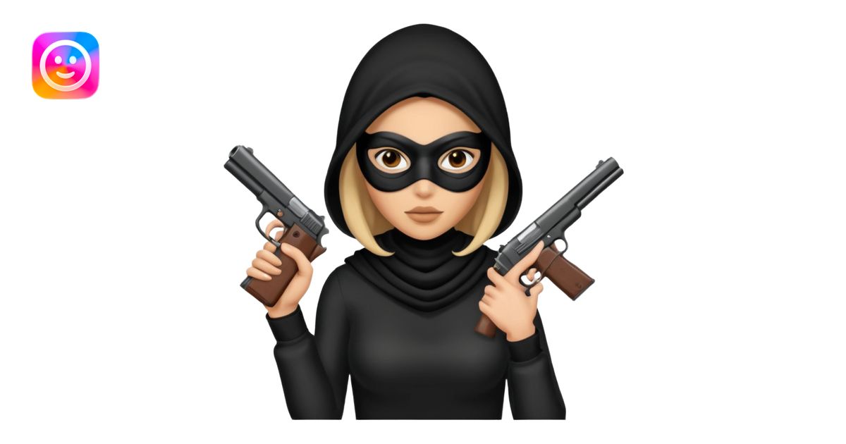 mask wearing woman robber emoji | AI Emoji Generator