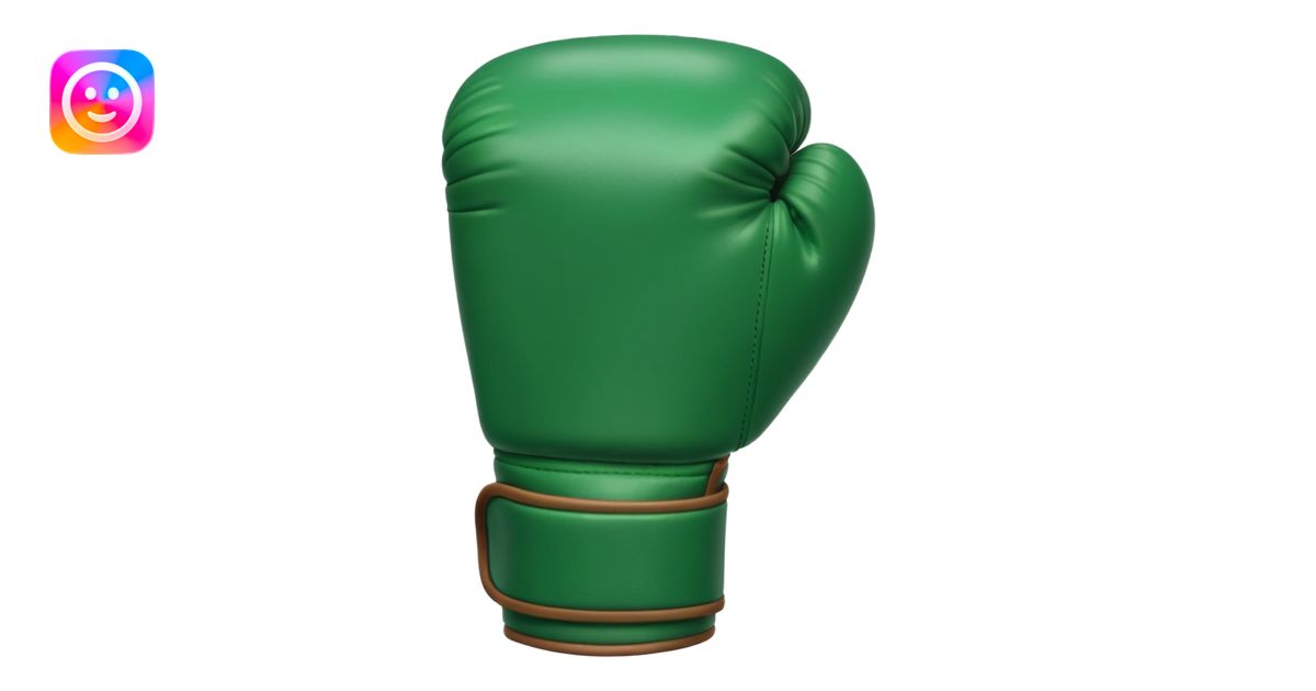 singular gree boxing glove with the back facing frontwards and pointed ...