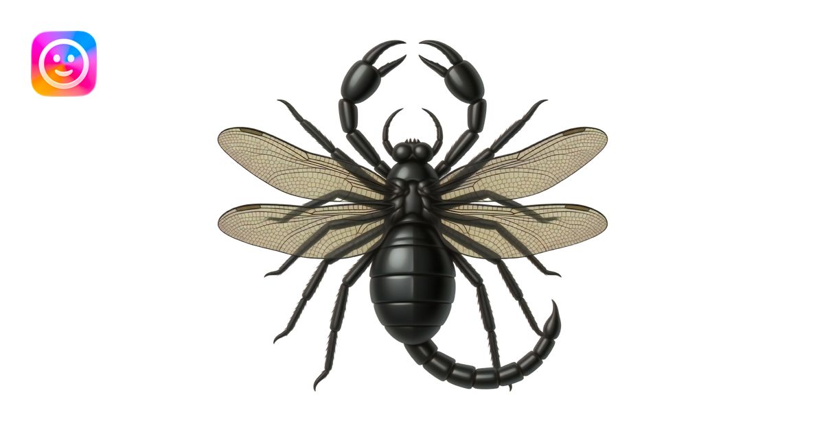 A black widow spider, with dragonfly wings and a scorpion tail and ...
