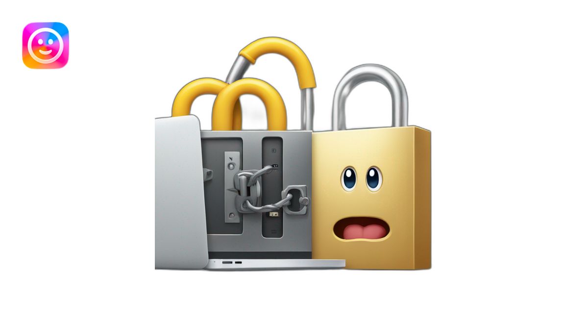 giant lock next to a mac computer emoji | AI Emoji Generator