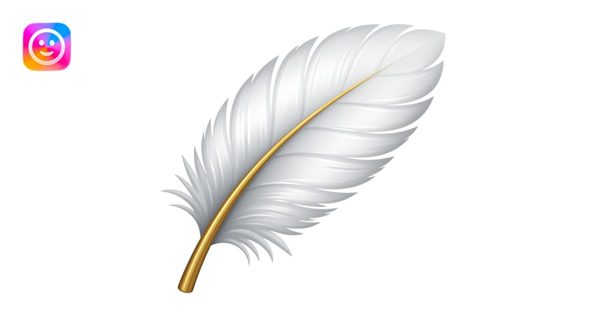 luxurious milky-white plume with a golden stem emoji | AI Emoji Generator