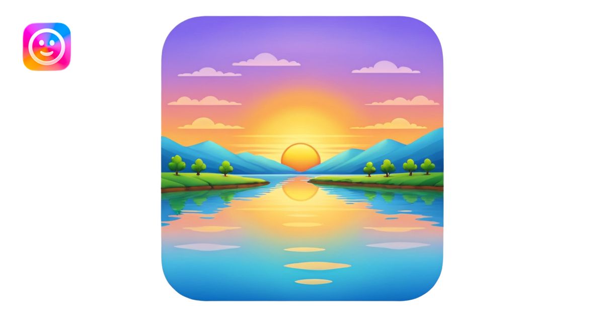 nature, sunrise on a river emoji | AI Emoji Generator