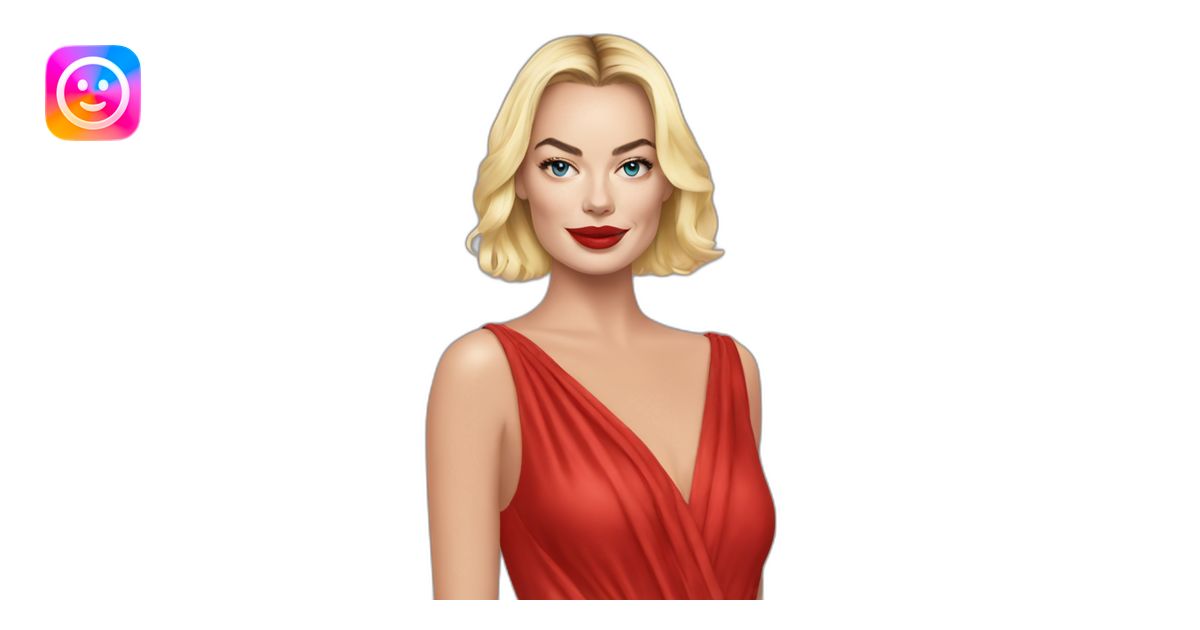 Margot robbie en mini robe rouge emoji | AI Emoji Generator