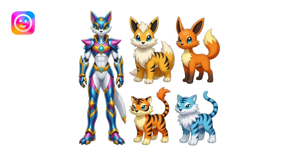 Colorful Shiny beautiful gorgeous pretty Elegant Arcanine-Vulpix ...