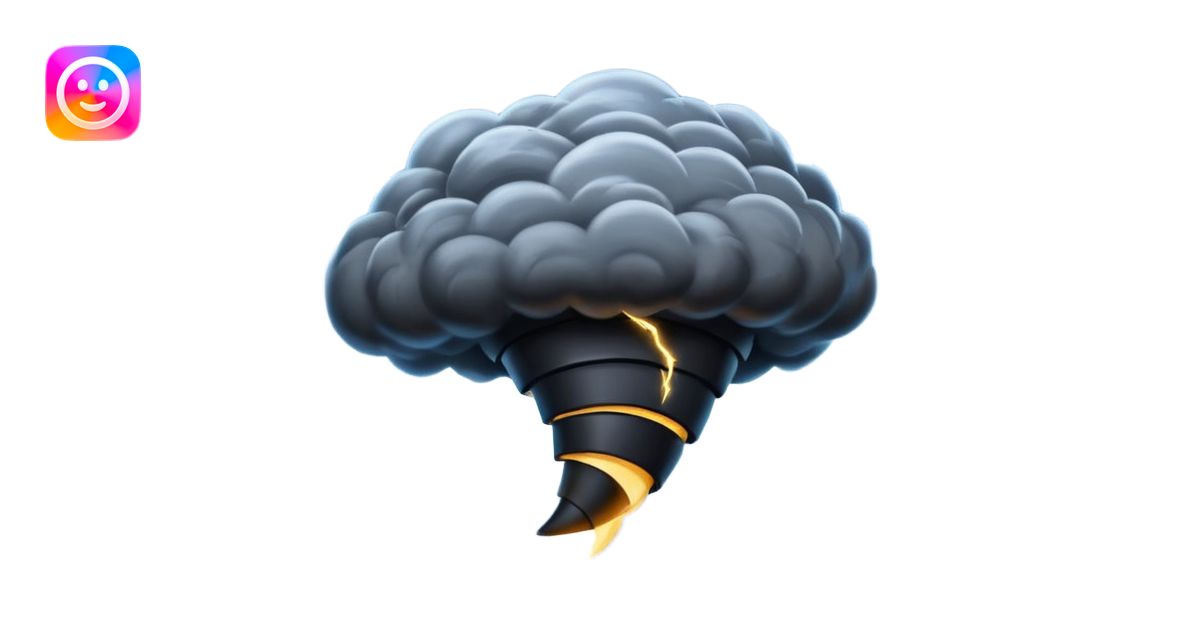 A Discord emoji of a dark, stylized tornado with lightning bolts inside ...