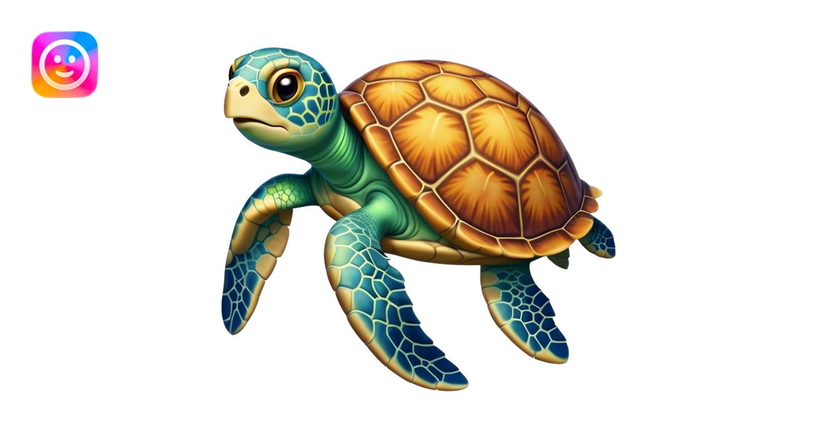 Cinematic Comical Sea Turtle Portrait Emoji, Head tilted dramatically ...