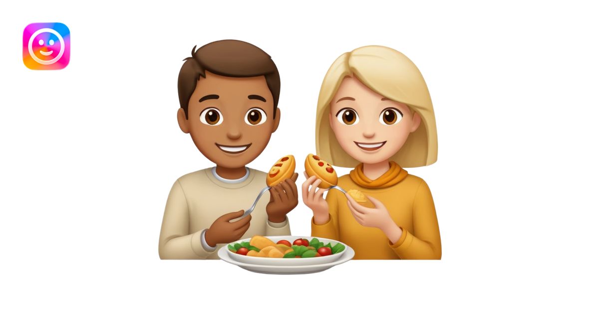 two-people-sharing-food-smiling-simple-and-expressive-emoji-ai