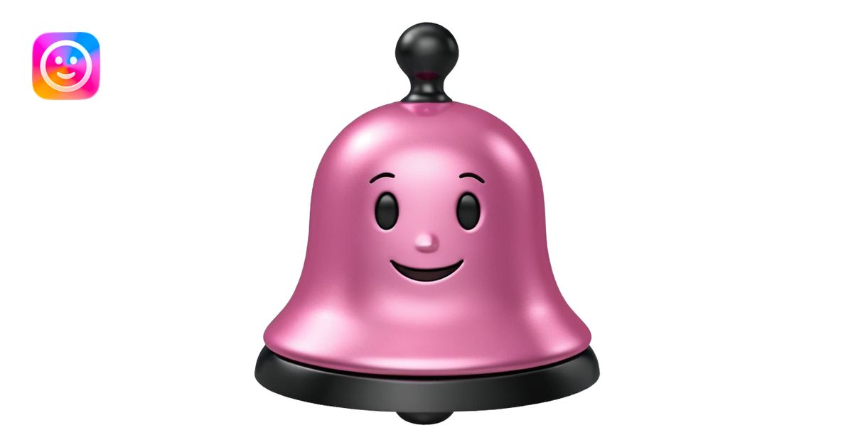 pink call bell with black base and silver knob and with smiley face on ...