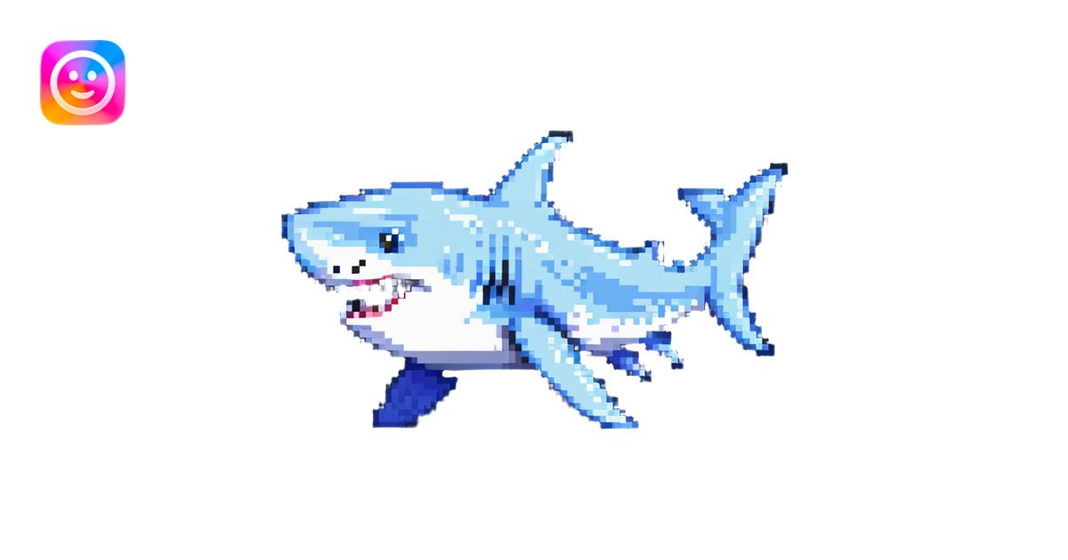 shark with sneakers on fins, fun and quirky pixel art emoji | AI Emoji ...