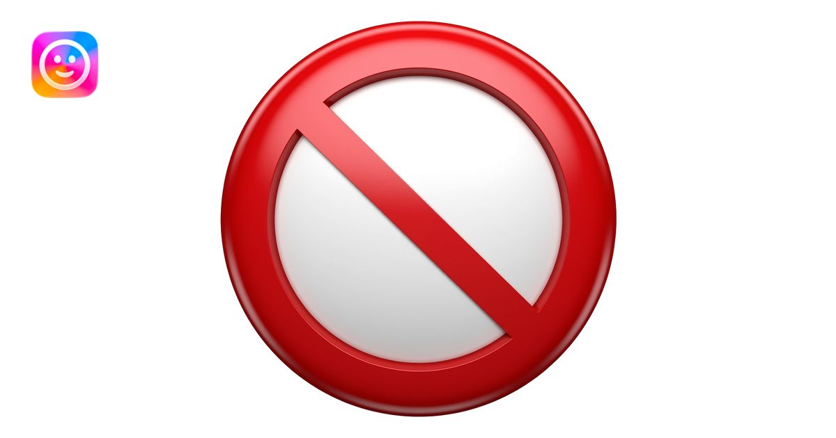 Red prohibition circle with diagonal slash, empty center. Classic emoji ...