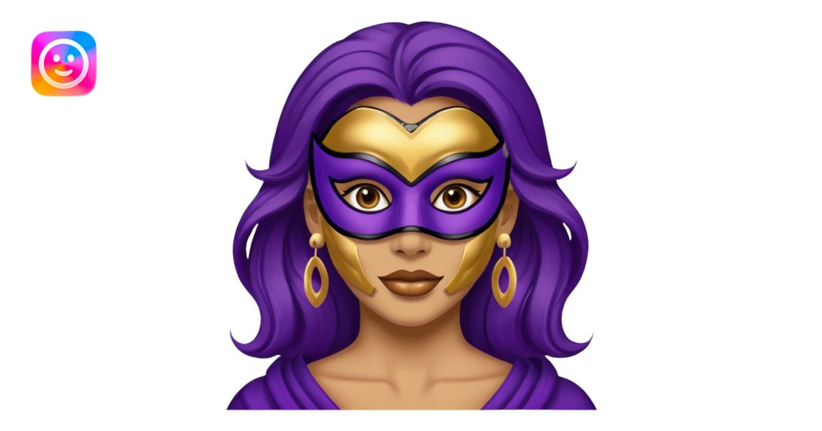 mask wearing woman robber purple with big earrings emoji | AI Emoji ...