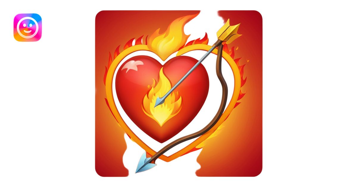 bow and arrow going through fire heart emoji | AI Emoji Generator