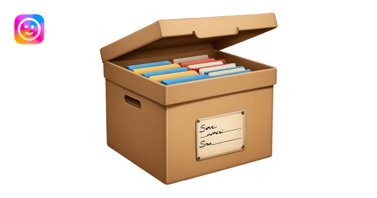 file storage box with label emoji | AI Emoji Generator