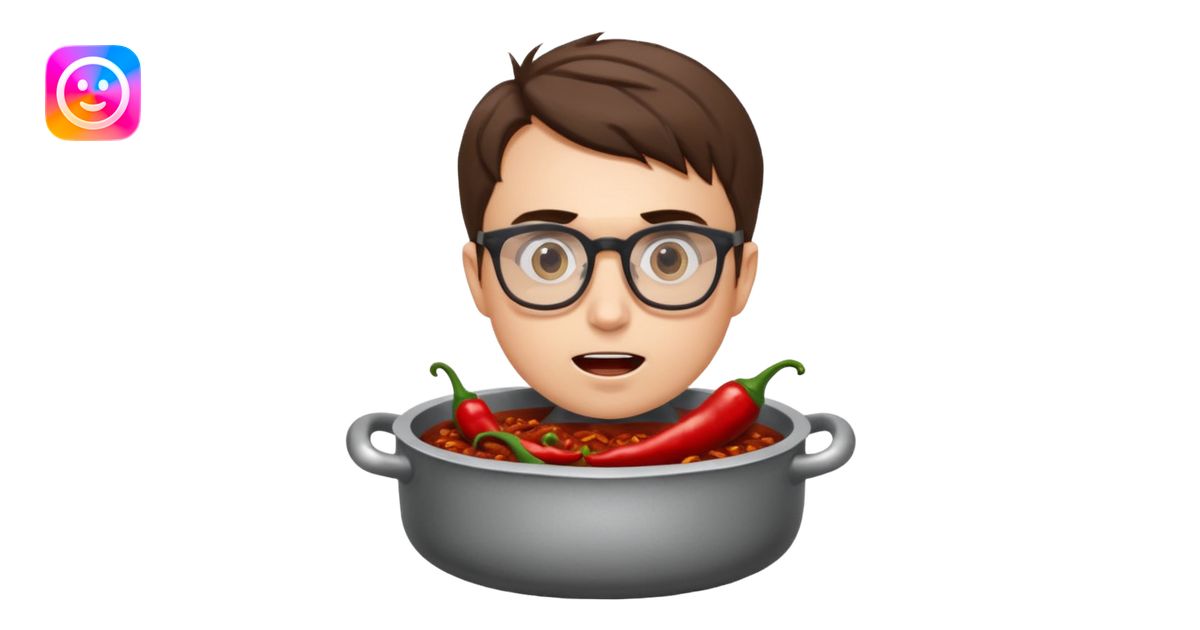 Charlie Kirk in a pot of chili emoji | AI Emoji Generator