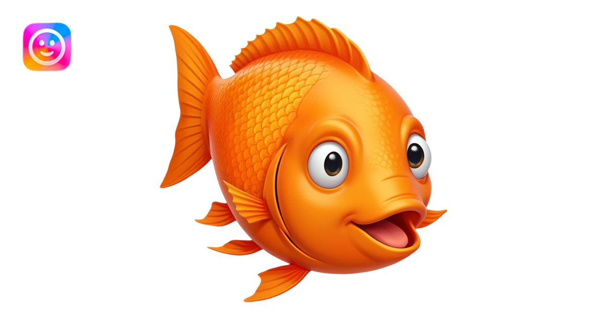 ultra derpy bright orange fish in side profile facing right, both ...