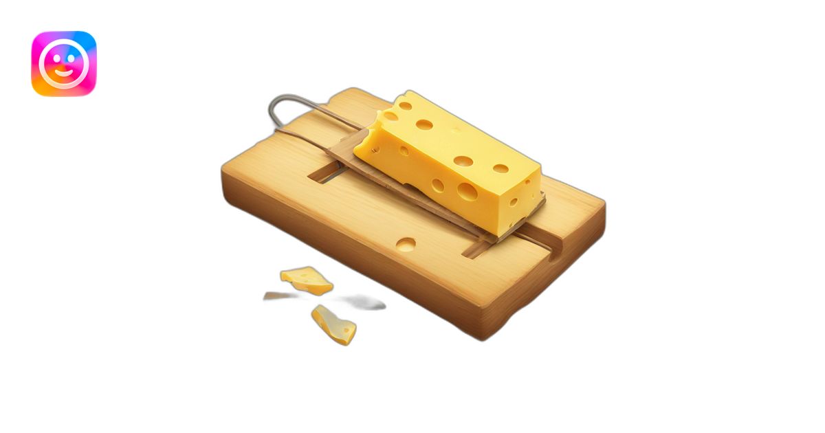 mouse trap with a little piece of cheese on it emoji | AI Emoji Generator