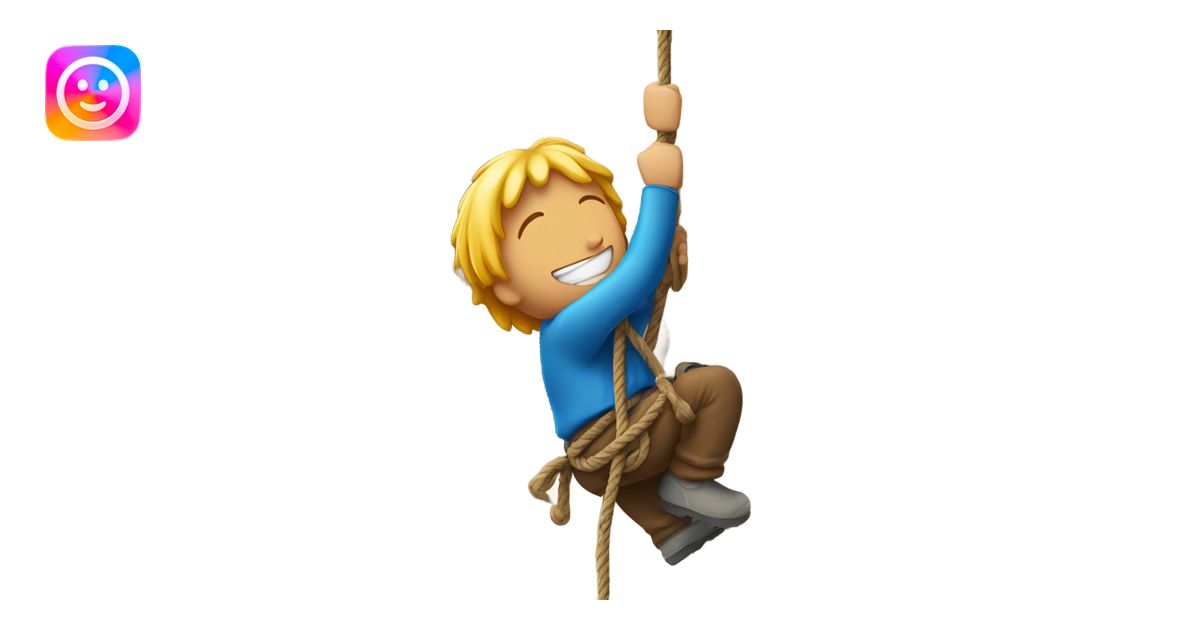Person rock climbing with rope emoji | AI Emoji Generator