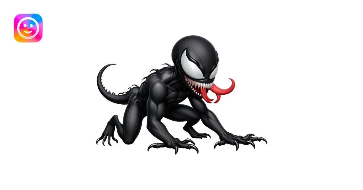 Venom crawling, clean black body, no logos or markings, simplified ...