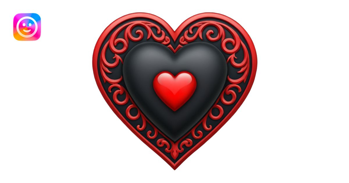 Can you make a heart with a gothic design, I want black and blood red ...