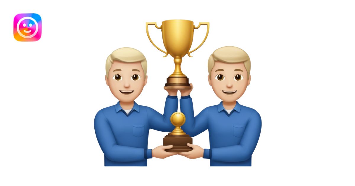 winner ceremony with one guy handing another guy a trophy emoji | AI ...